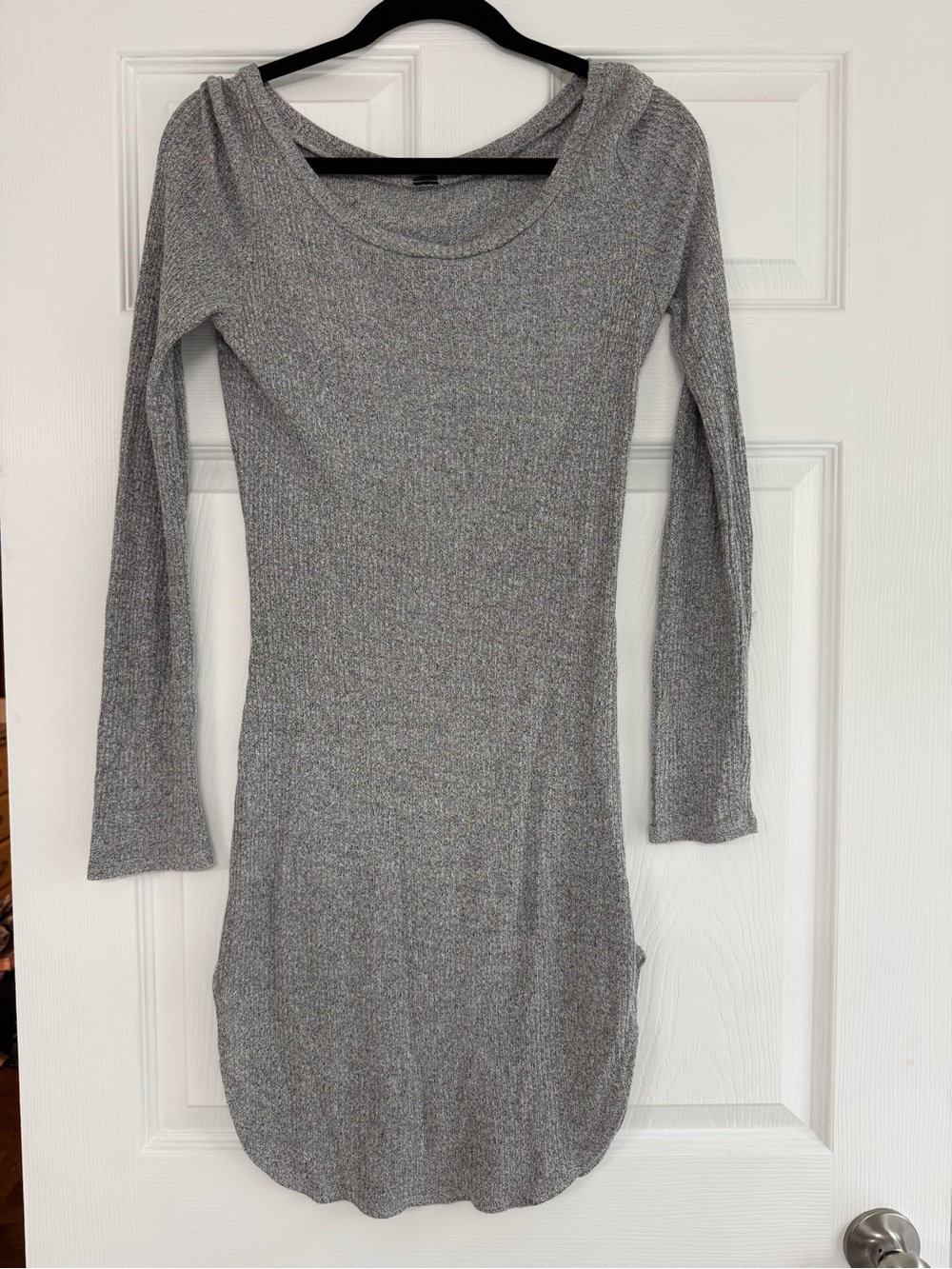 Gray Long Sleeve Knit Women's Dress